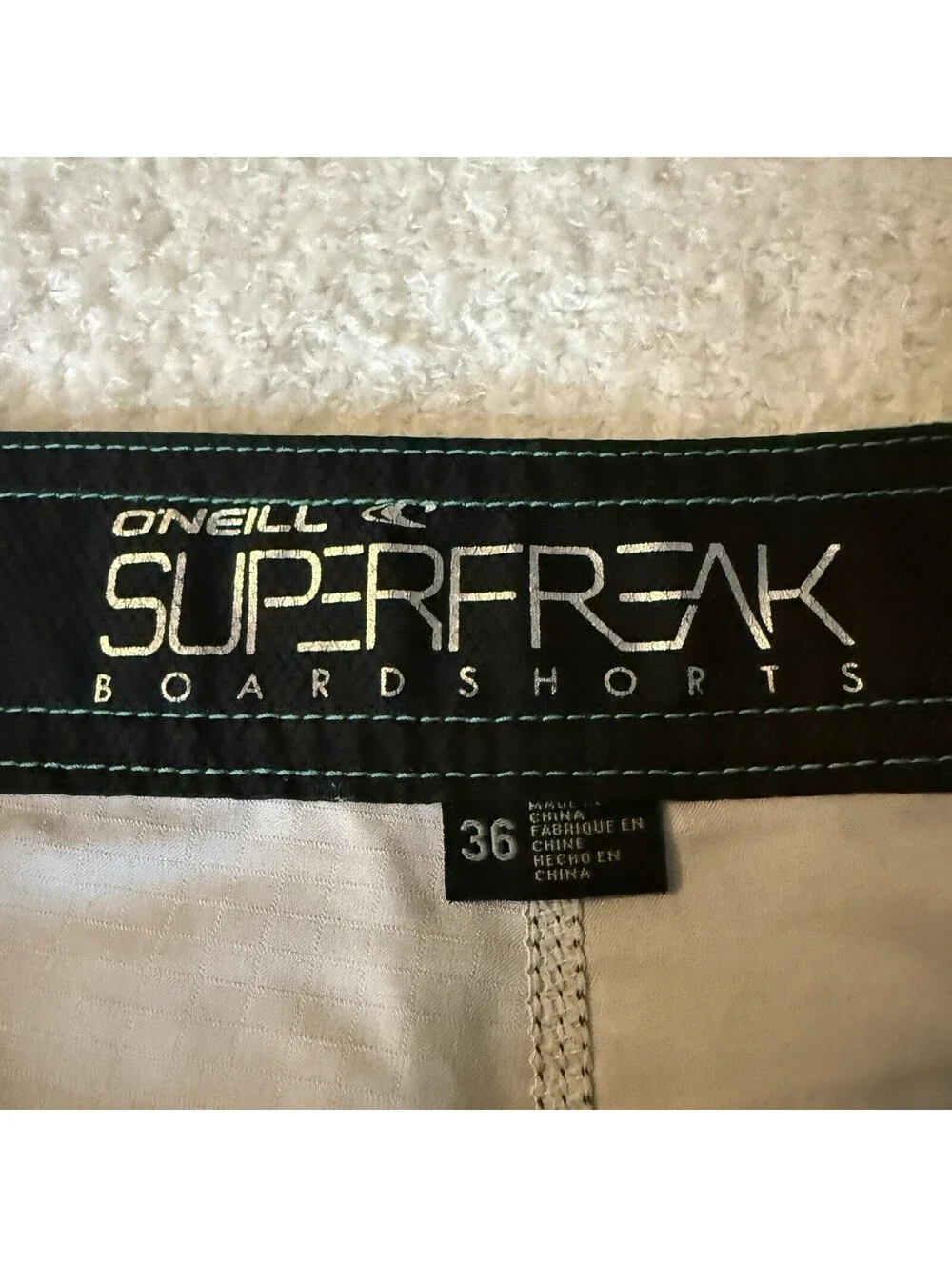 O’Neill Superfreak Boardshorts Men’s 36 Gray Teal Hyperfreak Stretch Swim Shorts